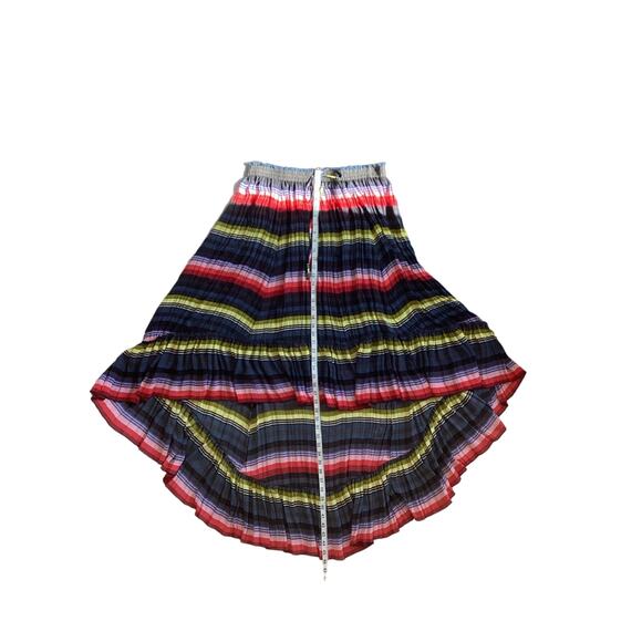 Free People Crinkle Pleat Striped High Low Multi Colored Maxi Skirt Size L - Picture 7 of 10